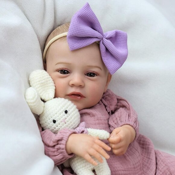 Baby Girl Real Silicone Baby Full Body 18inch Vivienne Full  Realistic Reborn Baby Dolls 18 Inch Real Life Baby Girl Silicone Baby Newborn
